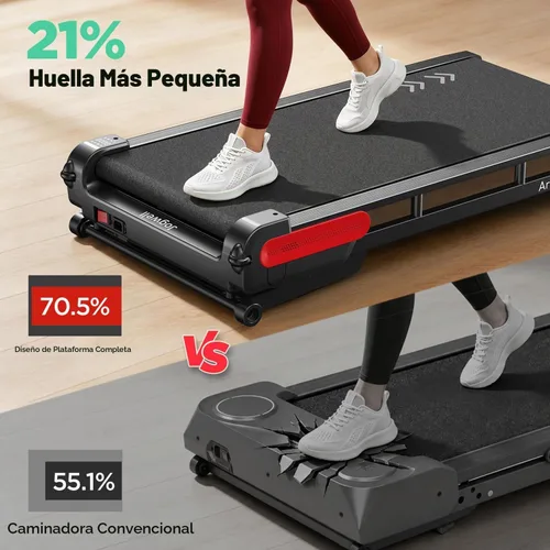 Vista 3 de Jogwell Walking Pad with 15% Auto Incline, Full-Deck Design Negro