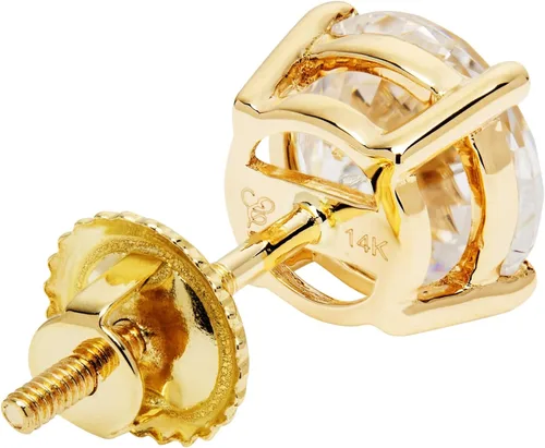Vista 5 de Aretes de oro macizo de 14 quilates Redondos, peras, ovalados, cojín, esmeralda, princesa y corazón Postes de rosca 0.50 a 4.0 CTW Con caja