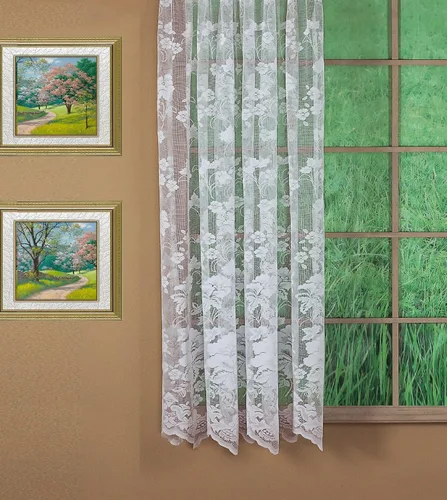 Vista 8 de Today's Curtain Cenefa de cortina de encaje floral con diseño de enredadera, 18", Marfil, 60 ancho x 18 largo