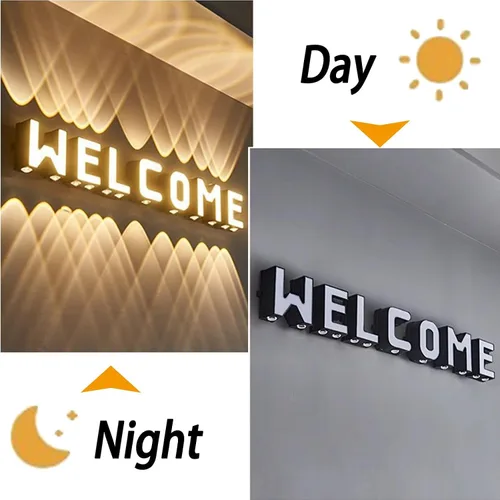 Vista 4 de Aplique de pared con letras para exteriores, aplique de pared LED, blanco cálido, impermeable, iluminación exterior para decoración de casa Letra A