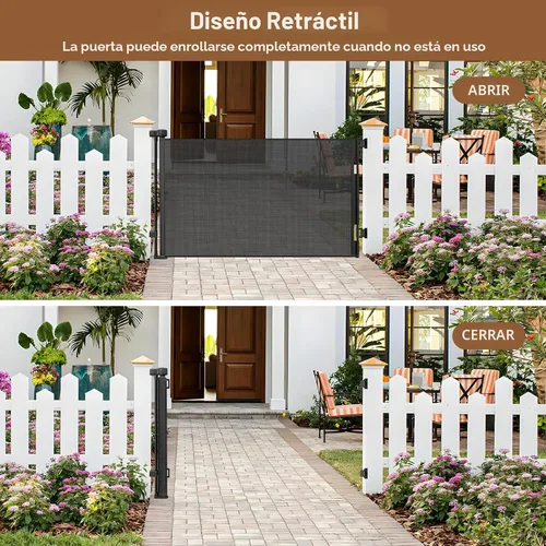 Vista 4 de Puerta retráctil para exteriores resistente a la intemperie para perros con tornillos y varillas de acero inoxidable que no se oxidan, puertas
