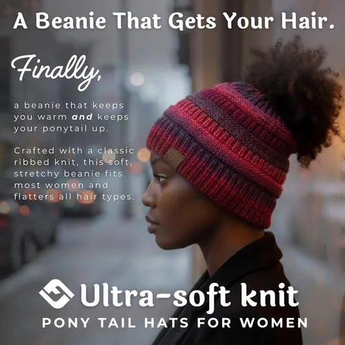 Vista 103 de Funky Junque - Gorro para mujer con ranura para cola de caballo