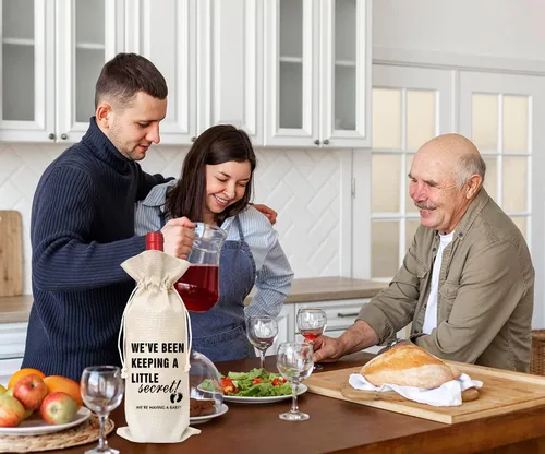 Vista 5 de Bolsa de vino de regalo de anuncio de embarazo (1 pieza), regalos para mejores amigos, colegas, padres, madres, tíos, tías, abuelos, abuelas