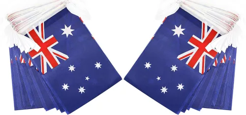 Vista 4 de ZXvZYT Cadena de bandera australiana de Australia, pequeñas banderas de banderín de Australia, para gran apertura, eventos deportivos nacionales