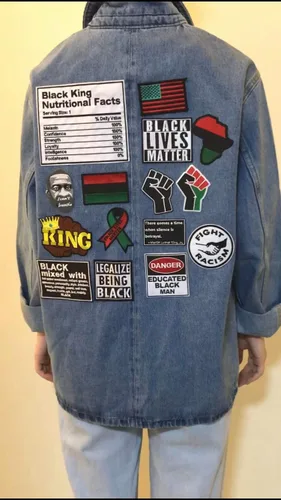 Vista 6 de Cute-Patch Juneteenth Black King Datos nutricionales bordados para planchar en el parche BLM Black Lives Matter