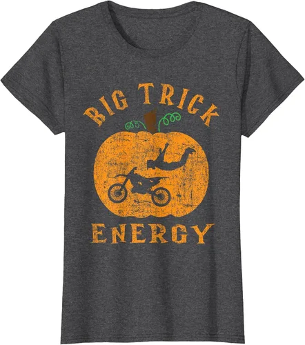 Vista 39 de Dirt Bike Motocross Halloween - Pumpkin Jack O Lantern T-Shirt Asphalt Grey
