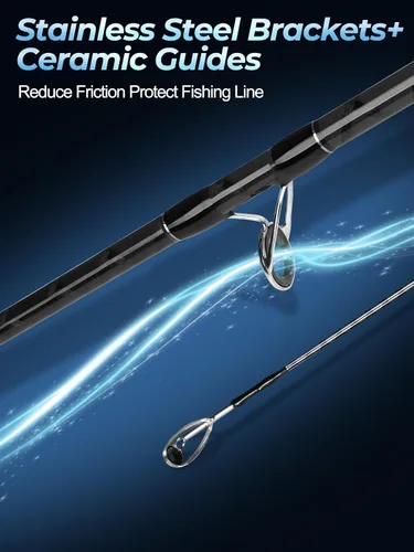 Vista 4 de Jenseits 6-12Ft Fishing Rod, 2 & 3-Piece Spinning & Casting Pole