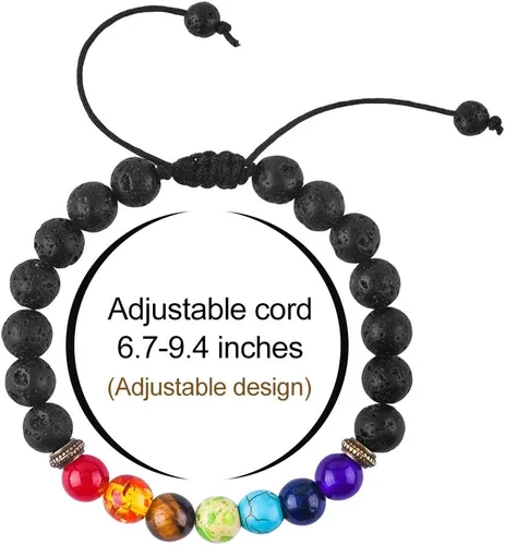 Vista 4 de M MOOHAM - Pulseras de piedra natural para hombre, ojo de tigre de 516 de pulgada, ágata mate, piedra de lava, regalos para niños y adolescentes