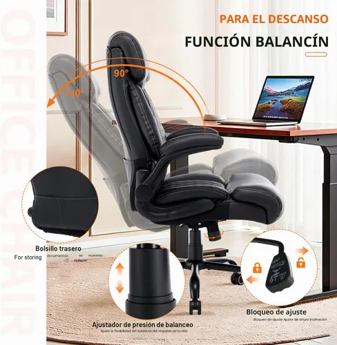 Vista 6 de BOSMILLER Silla de oficina grande y alta, sillas ejecutivas de alta resistencia con soporte lumbar ajustable para dolor de espalda, silla