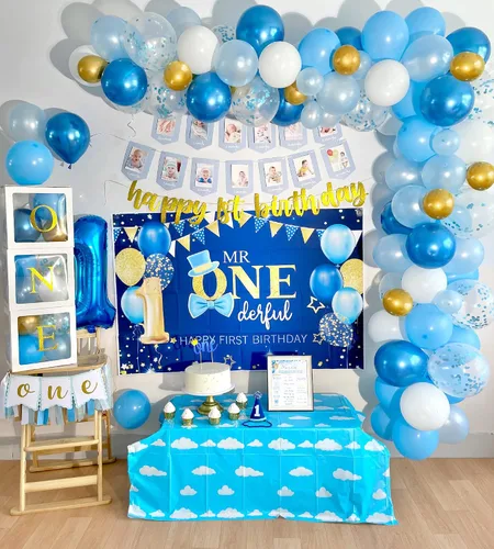 Vista 6 de Decoraciones de Primer Cumpleaños para Niño, Decoraciones de Primer Cumpleaños para Niño, Suministros de Fiesta de Primer Cumpleaños para Bebé