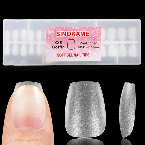 Vista 8 de Puntas de Uñas de Gel Redondas Extra Extra Cortas, SINOKAME Uñas Postizas a Presión Extra Cortas Transparentes Redondas, Mate Completo Sin Lima Uñas