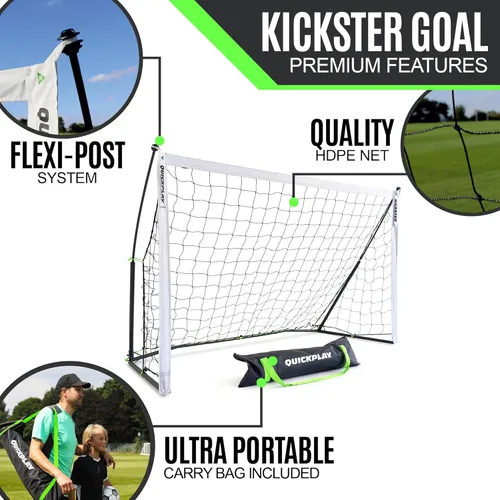 Vista 6 de QUICKPLAY Kickster - Arco de fútbol ultra portátil Montaje rápido y fácil Incluye red y bolsa de transporte Disponible en 7 tamaños Red
