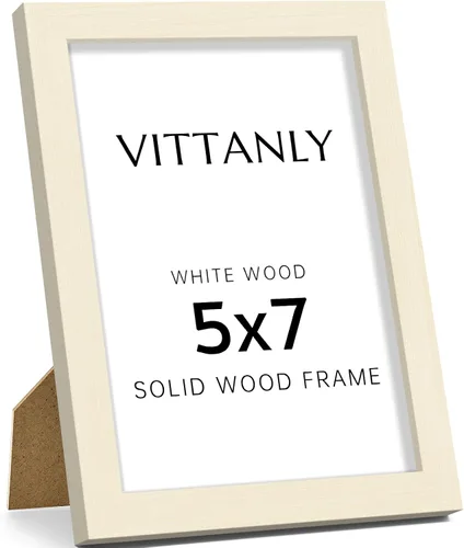 Vista 45 de Vittanly - Marco de fotos de 4 x 6 pulgadas de madera maciza con plexiglás, incluye paspartú de 3,5 x 5, para colgar en la pared o poner sobre una