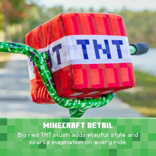 Vista 5 de Minecraft 18-Inch Kids Bike - Unisex Bike with Creeper Graphics, Coaster Brake, Adjustable Seat, Removable Training Wheels, Ages 6-9, 42”-53” Tall