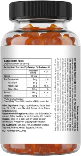 Vista 6 de Mishas Nutraceuticals - Gomitas de melatonina para adultos, suplemento de melatonina de 10 mg, 60 gomitas con sabor a fresa, proporciona hasta 30