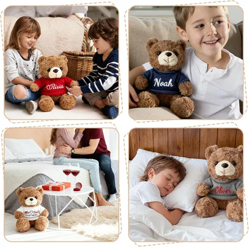 Vista 5 de Oso de peluche personalizado con nombre personalizado, relleno perfecto para canasta de Pascua, regalos únicos para el día de San Valentín