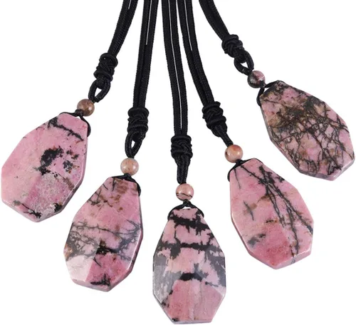 Vista 3 de TUMBEELLUWA Collar con colgante de cristal curativo con 6 facetas para hombre y mujer, piedra de cristal natural curativa con cadena ajustable