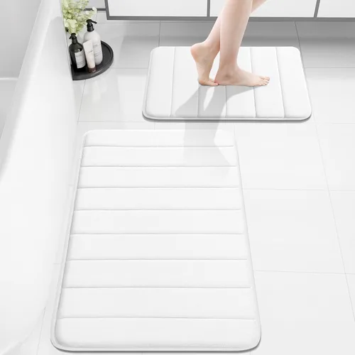 Vista 74 de Buganda Juego de 2 alfombras y tapetes de baño de espuma viscoelástica, lavables a máquina, suaves, antideslizantes, absorbentes, para baño, ducha