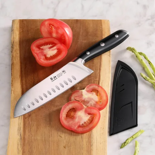 Vista 6 de Cangshan ALPS Series 502742 Cuchillo Santoku de acero alemán forjado de 7 pulgadas con funda, color negro