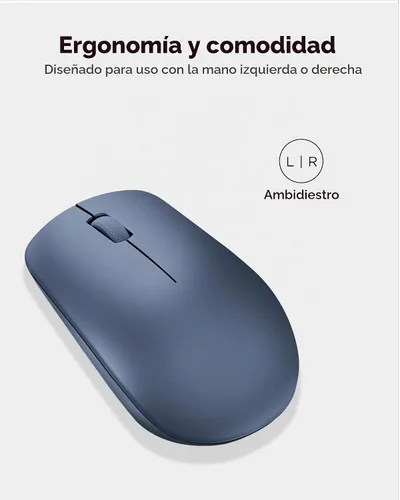 Vista 4 de Ratón inalámbrico Lenovo 530 con batería, Nano USB de 2.4GHz, sensor óptico de 1200 DPI, ergonómico para mano izquierda o derecha, ligero