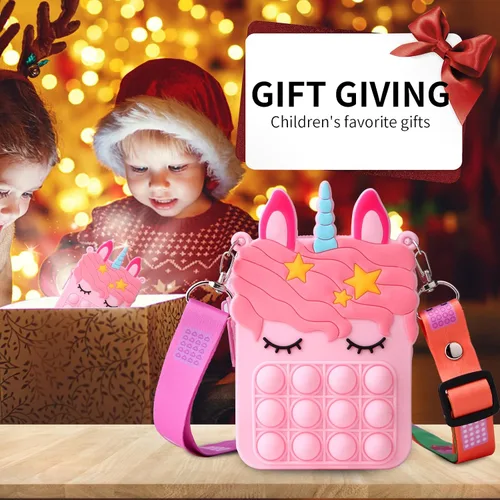 Vista 7 de erduoduo Cartera pequeña bolsa de hombro bolso de burbujas bolso de caramelo para niños suministros de fiesta musical para niña Rosado Cartera