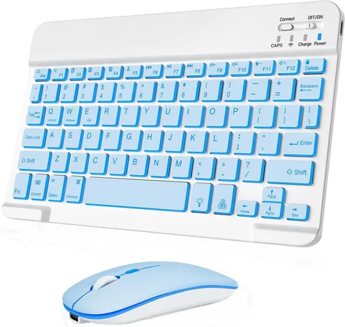 Vista 15 de Combo de teclado y mouse inalámbricos, teclado y mouse Bluetooth recargables con retroiluminación de 7 colores y receptor USB inalámbrico de 2.4