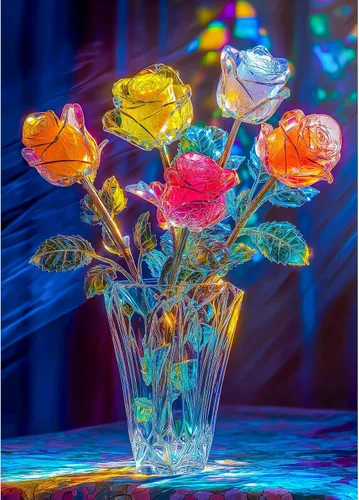 Vista 12 de Rompecabezas para adultos de 1000 piezas, rompecabezas de pared de flores coloridas para adultos, pintura de arte floral, flores de arco iris
