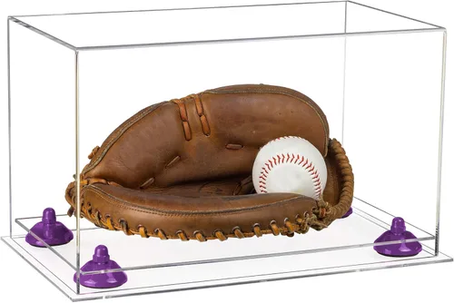 Vista 137 de Better Display Cases Vitrina de guantes de béisbol de acrílico transparente con elevadores negros (A011/V16)