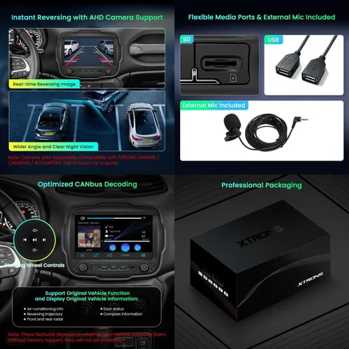 Vista 7 de XTRONS Estéreo para automóvil Linux de 9 pulgadas, Jeep Renegade 2015-2020