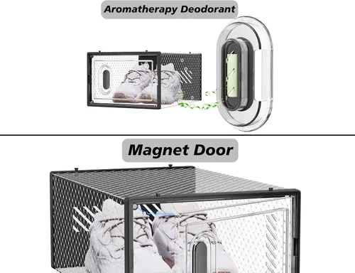 Vista 4 de SIMPDIY Almacenamiento de zapatos, paquete de 12 organizadores de zapatos para armario, cajas de zapatos apilables de plástico transparente con Negro