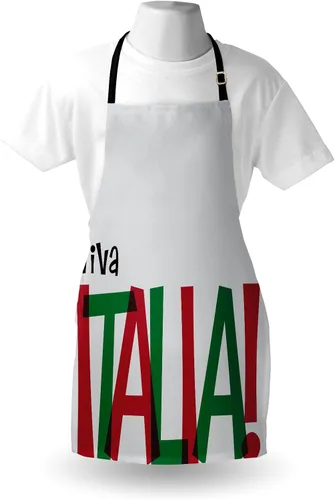 Vista 3 de Lunarable Viva Italia - Delantal de bandera italiana, palabras en colores de la bandera, celebración nacional, estilo de vida, babero de cocina