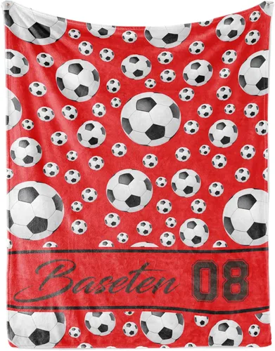 Vista 8 de Manta de fútbol personalizada con nombre, mantas personalizadas suaves para deportes de fútbol, mantas de cama verde, regalo personalizado