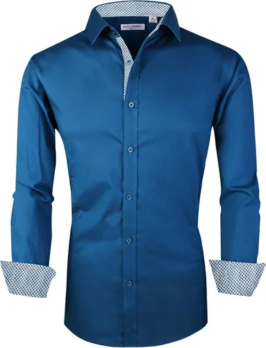 Vista 18 de Alex Vando - Camisa para hombre de manga larga con ajuste regular 06 negro