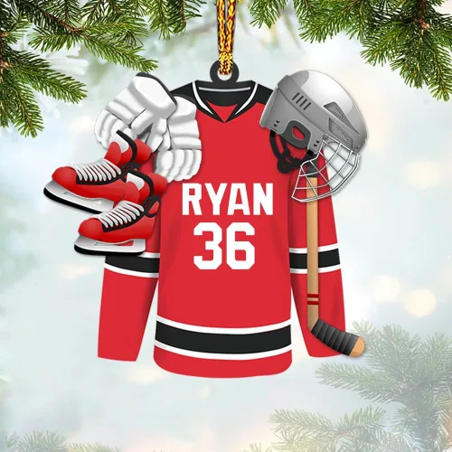 Vista 2 de Adorno acrílico de hockey personalizado 2026, decoración personalizada para árbol de Navidad, regalo único de recuerdo festivo para jugadores