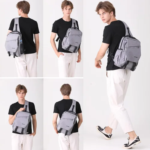 Vista 7 de NICGID Mochila tipo bandolera de 13.3 pulgadas y 14.1 pulgadas, bolsa cruzada para computadora portátil, mochilas de hombro en el pecho, para viajes