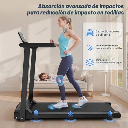 Vista 3 de Caminadora plegable con asas, cinta de correr eléctrica ultrasilenciosa de 2.5 HP para el hogar, capacidad de 300 libras, 12 programas, absorción