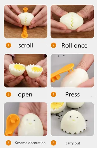 Vista 3 de 2 rebanadoras de huevos, cortador de huevos, cortador de huevos para huevos duros, forma linda para almuerzo Bento para niños, apto