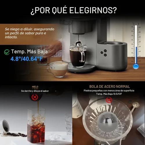 Vista 2 de Enfriador de café expreso de 2 piezas con bolas congeladas de café