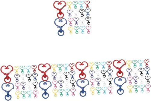 Vista 6 de 100 llaveros de corazón de durazno para manualidades, llavero de amor, llavero, clip, llavero a granel, clip de resorte, broche de presión