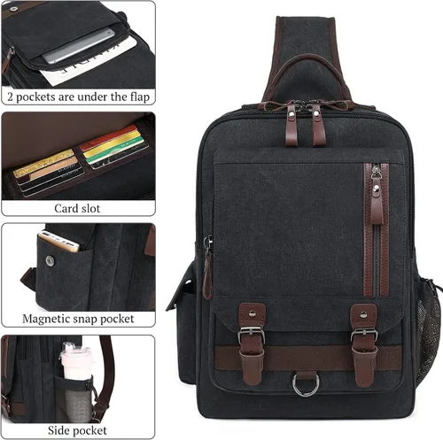 Vista 7 de Mygreen bolsa cruzada de lona, mochila de viaje