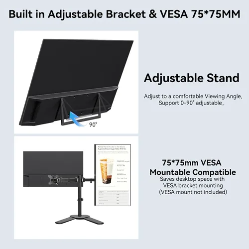 Vista 8 de Kenowa Monitor portátil grande de 23.8 pulgadas de 200 Hz, IPS FHD 1080P Freesync Monitor externo con pantalla de juegos USB-C HDMI Altavoces duales