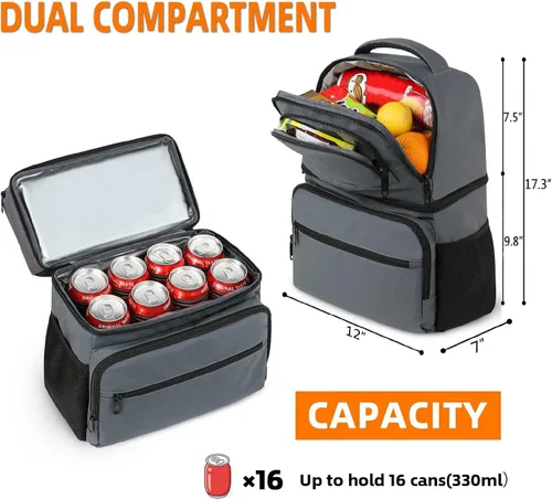 Vista 2 de MATEIN Mochila enfriadora, 26 latas, mochila térmica de almuerzo para hombres y mujeres, a prueba de fugas, de doble capa, mochila de almuerzo
