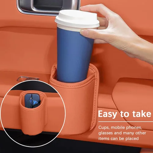Vista 5 de Portavasos grande para puerta de automóvil, clip en el asiento del vehículo, soporte para bebidas colgante lateral, organizador de botellas de agua