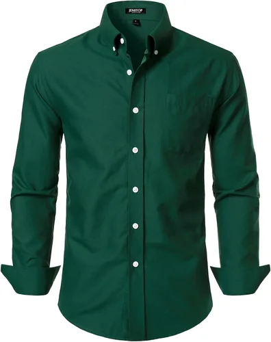 Vista 15 de JEMITOP Camisas de manga larga Oxford ligeras para hombre