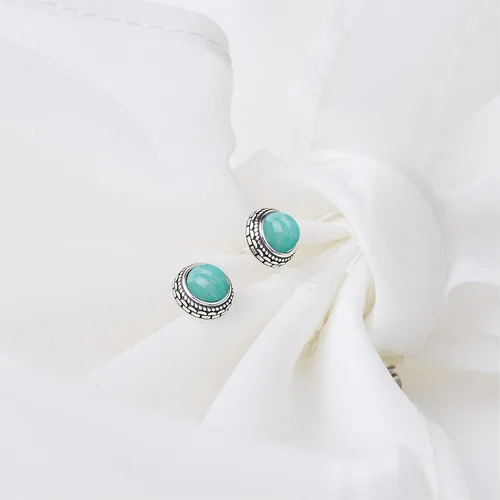 Vista 43 de Aretes de plata de ley con piedra natal de cristal real, joyería para mujer, moda occidental 925, envejecida, bohemia, hecha a mano, el mejor regalo
