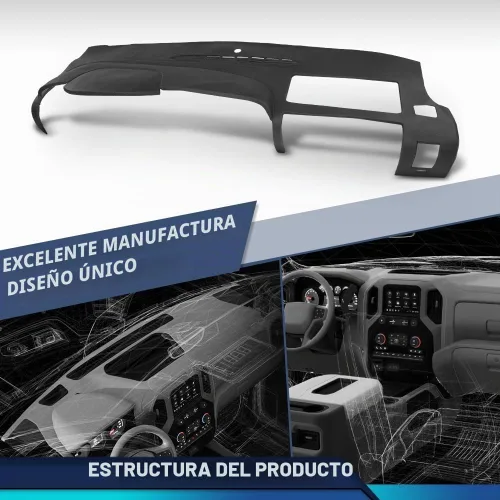 Vista 6 de PIT66 Cubierta para salpicadero, compatible con Chevy Silverado (LS, LT o camión de trabajo solamente), compatible con GMC Sierra 2007-2013