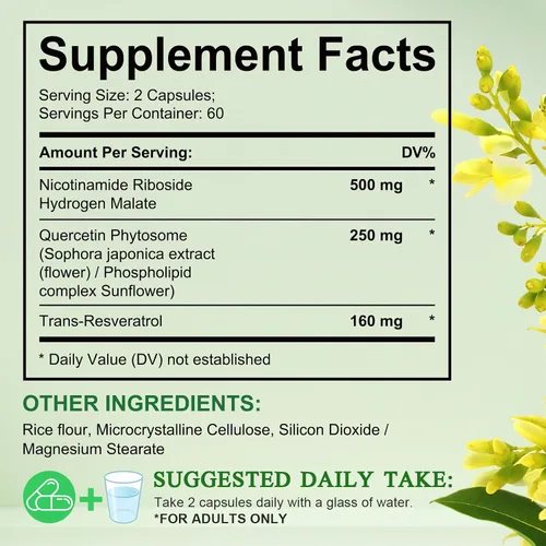 Vista 2 de NIFEISHI Suplemento NAD, ribósido de nicotinamida, suplementos liposomales NAD 910MG para mujeres y hombres, suplemento NAD+ para antienvejecimiento