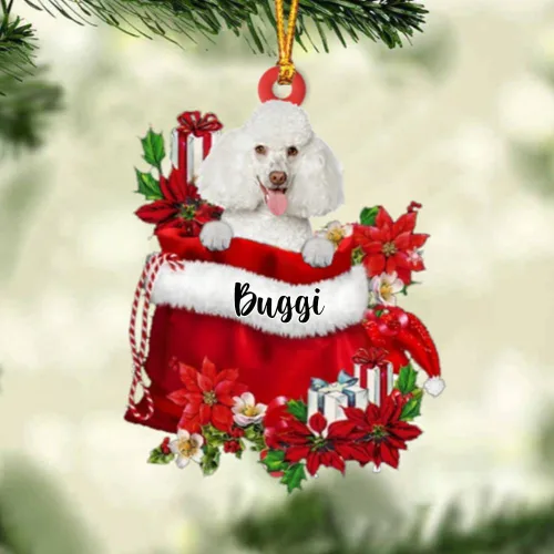 Vista 93 de Perro Akita Inu personalizado en bolsa de regalo, adorno de Navidad, nombre personalizado, regalo para amantes de los perros, familia, Navidad