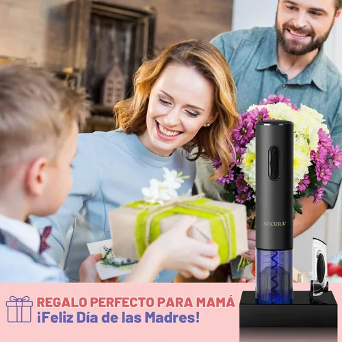 Vista 8 de Secura Abridor de vino eléctrico, sacacorchos eléctrico automático de botellas de vino con cortador de papel de aluminio, recargable (negro)
