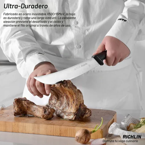 Vista 5 de Richlin Cuchillo de carnicero, cuchillo de chef de 10 pulgadas, cuchillo de filete, cuchillo de cítrico de carne, cuchillo de cocina ultra afilado